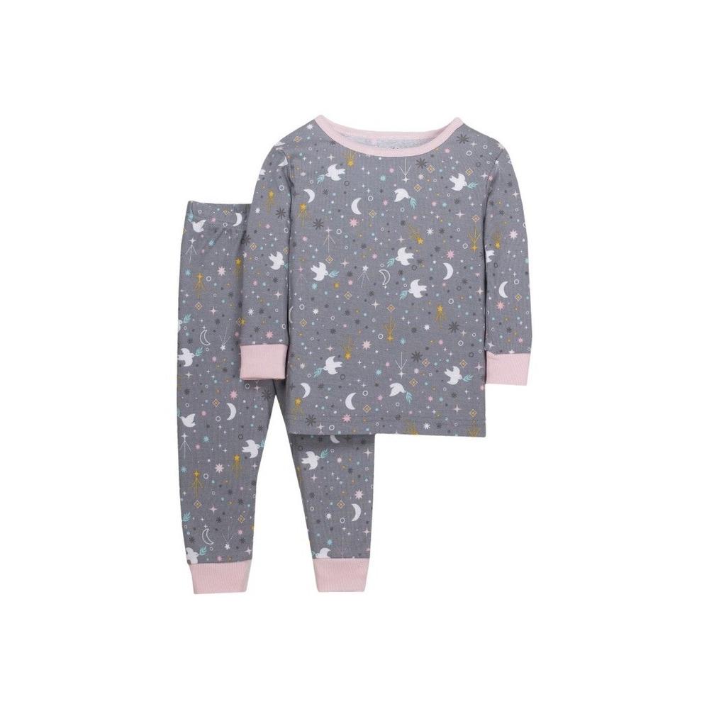 Little Star Organic Baby Girl Snug Fit Pajamas Cotton Long Sleeved 2 Piece New